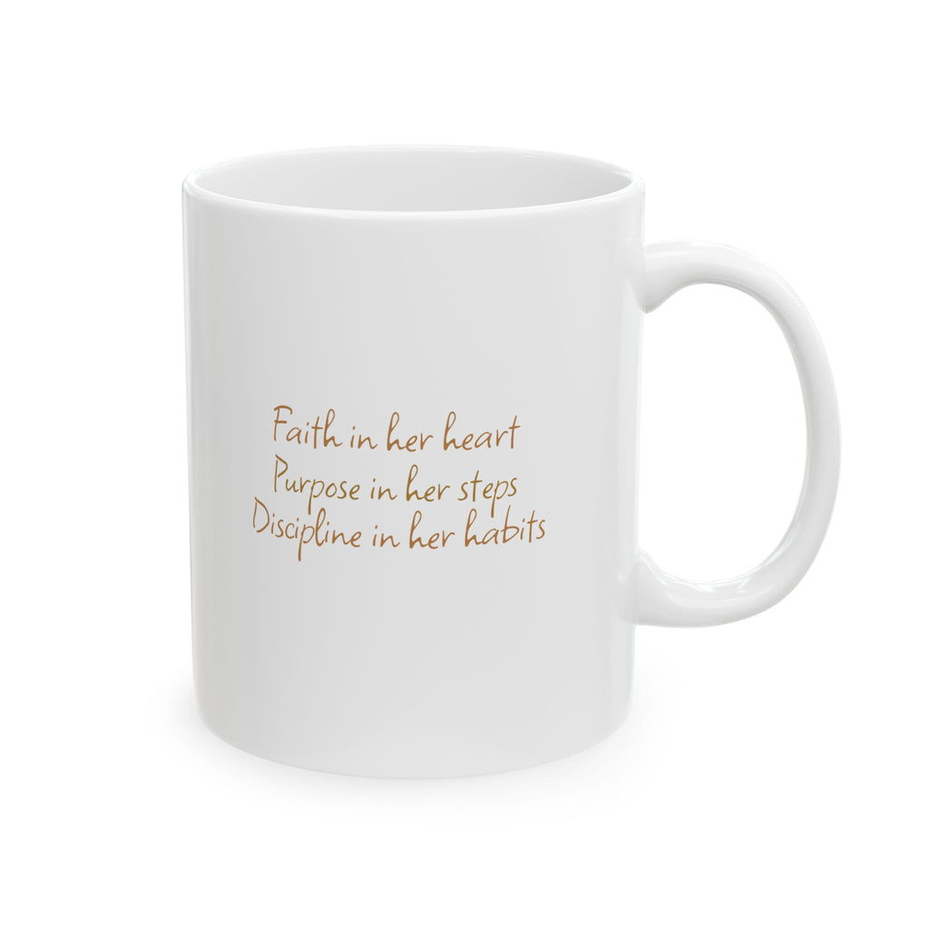 Di'Voir Ceramic Mug — Inspirational Gold Script Coffee Cup (11oz/15oz)