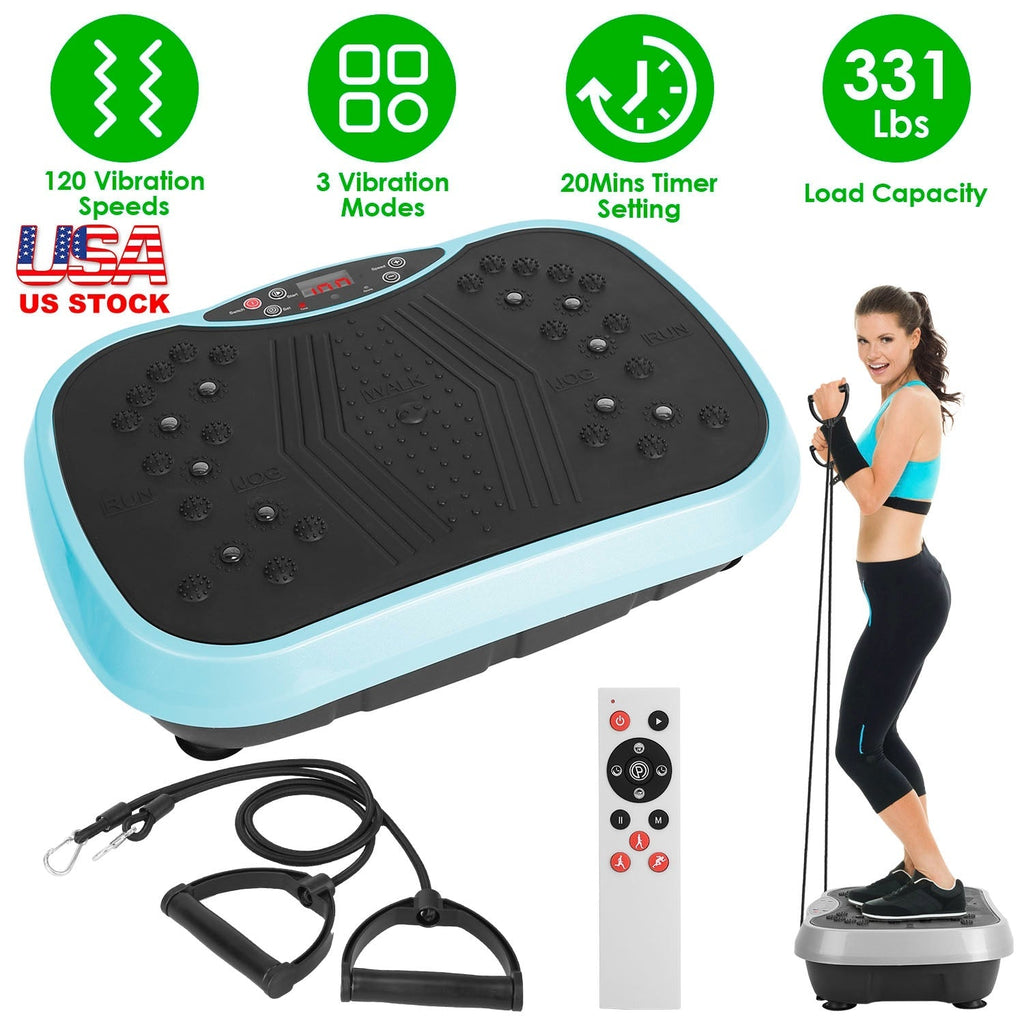 Vibration Exercise Machine With Resistant Bands Remote Control Whole Body Vibration Platform Workout Equipment Home Fitness Training Equipment For Wei